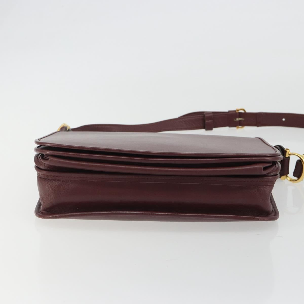 CARTIER Must Line Shoulder Bag Leather Bordeaux Gold Auth ka4985