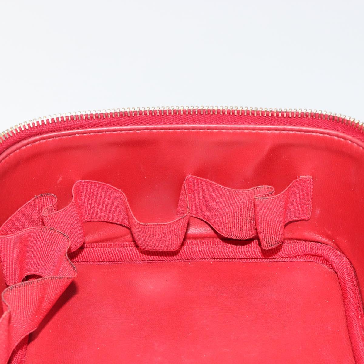 CHANEL COCO Mark Vanity Hand Bag Caviar Skin Red Gold CC Auth ka4988