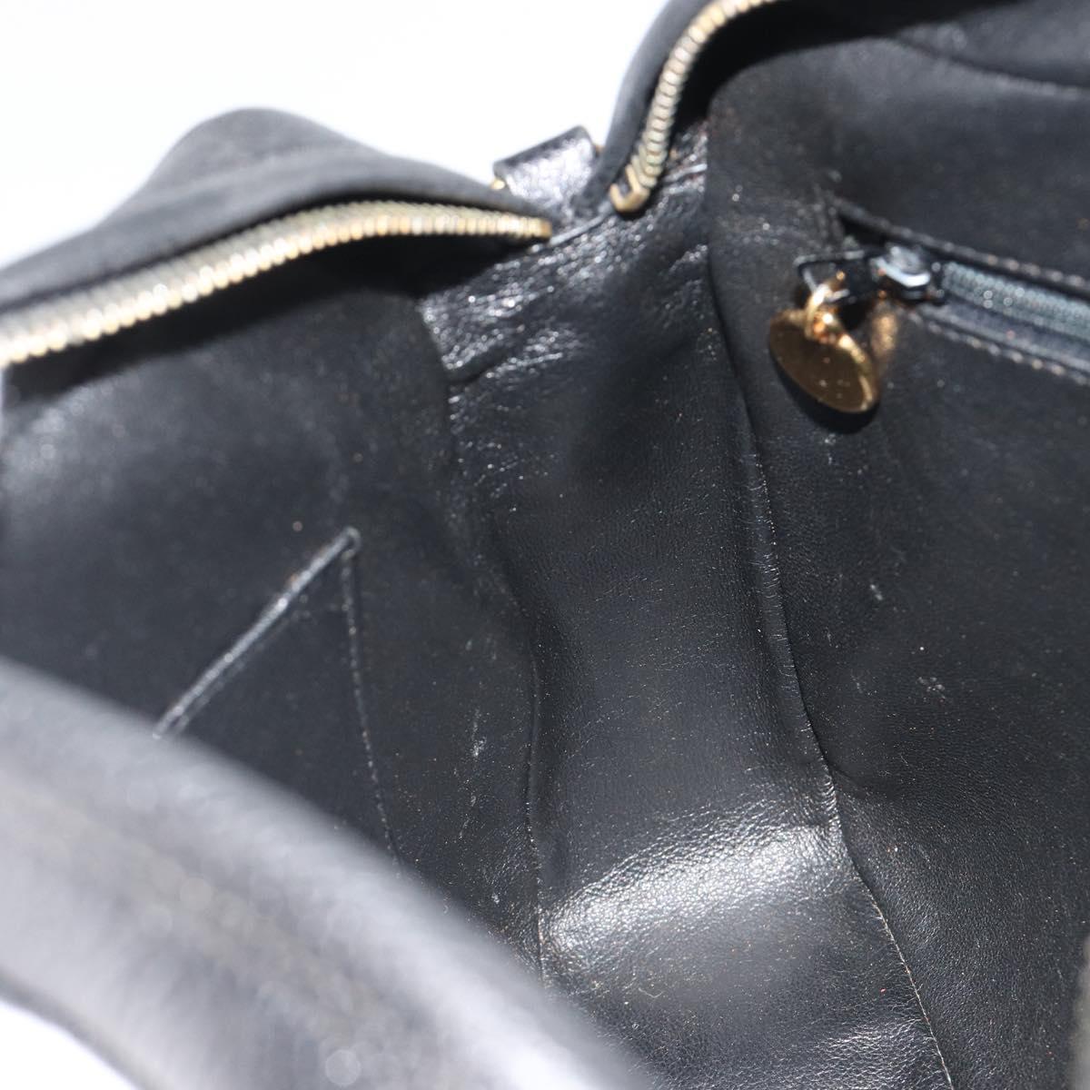 CHANEL Chain Shoulder Bag Caviar Skin Black Gold CC Auth ka4989V