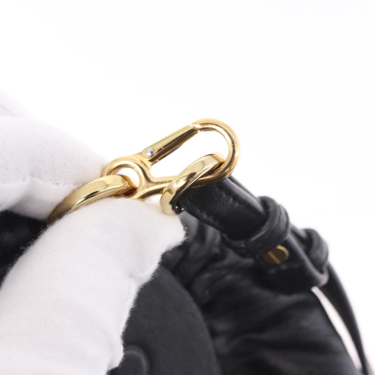 LOEWE Anagram Shoulder Bag Leather Navy Gold Auth ka4992A