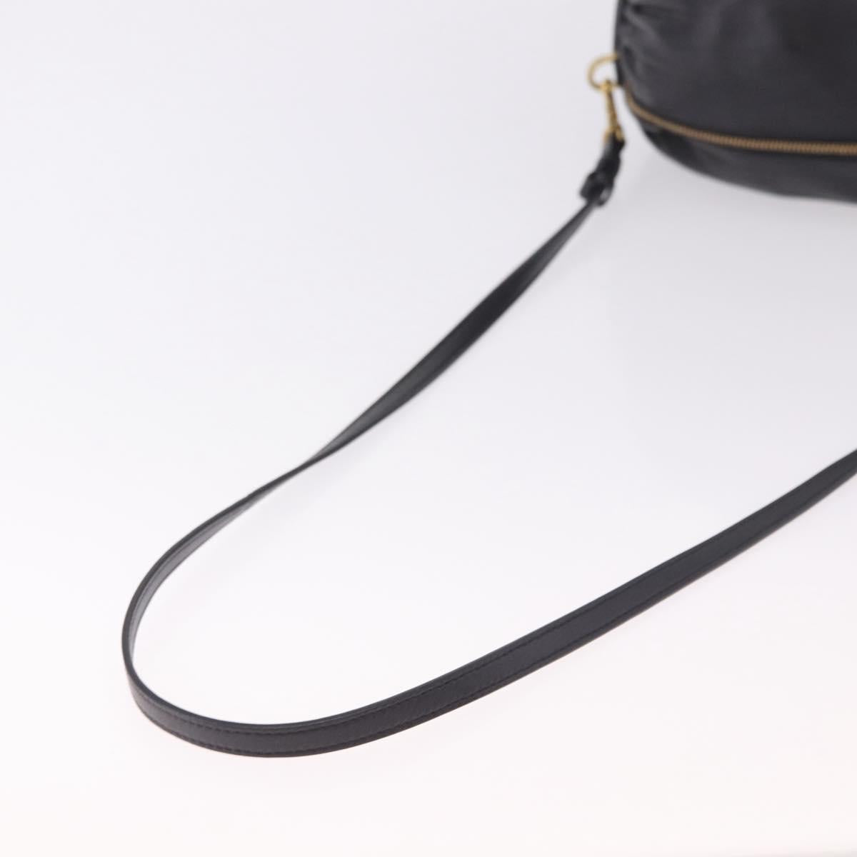 LOEWE Anagram Shoulder Bag Leather Navy Gold Auth ka4992A