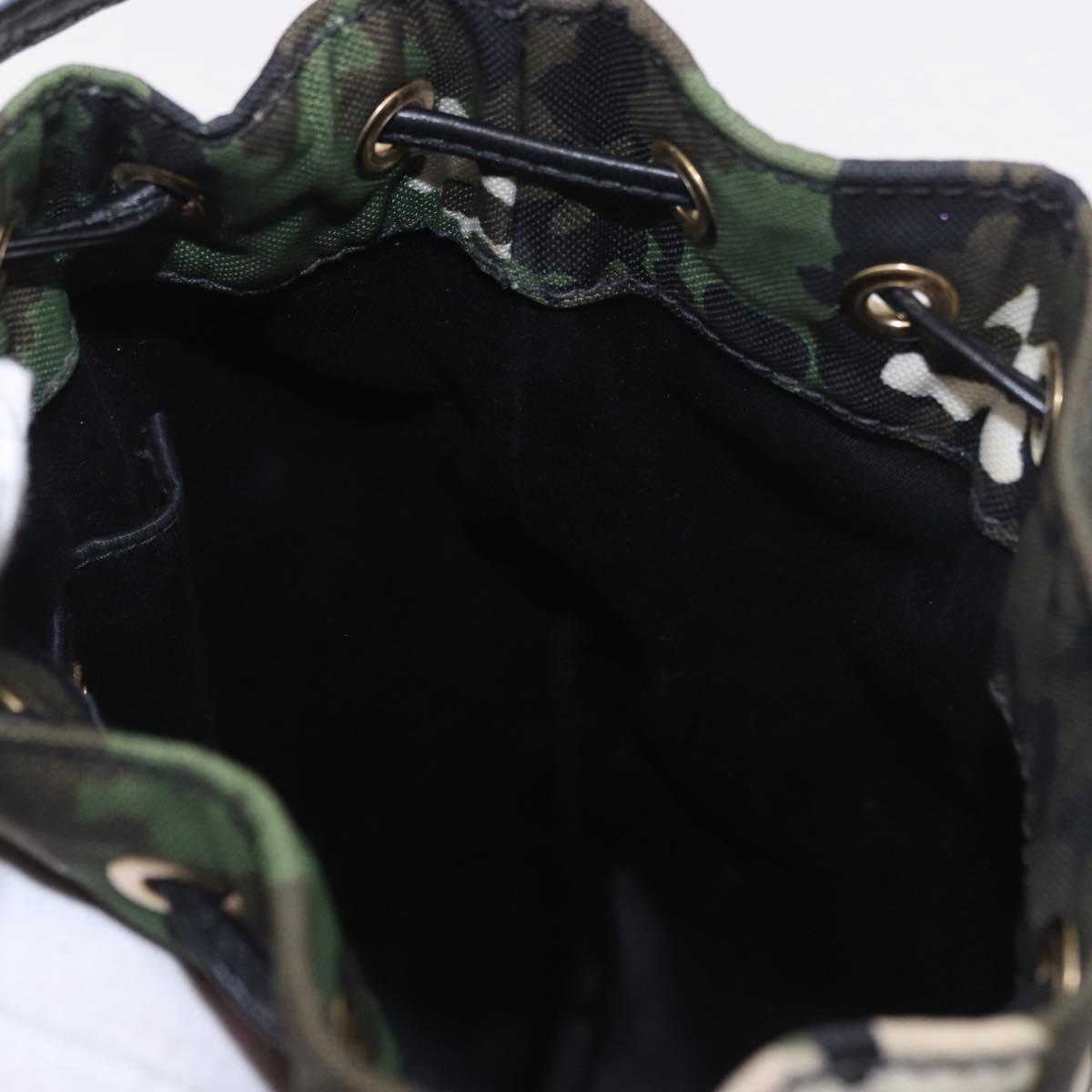 Miu Miu Hand Bag Canvas 2way Green Gold Auth ka4993A