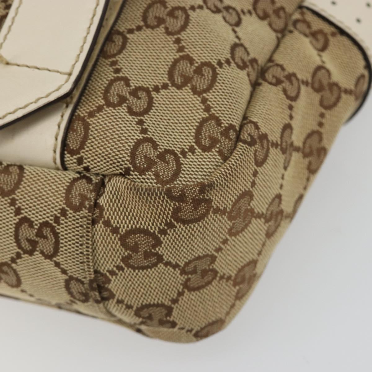 GUCCI GG Canvas Shoulder Bag Beige Silver 145858 Auth ka4994A