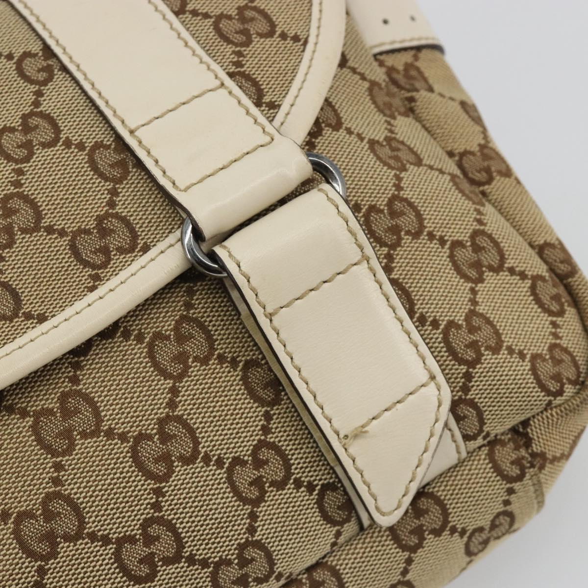 GUCCI GG Canvas Shoulder Bag Beige Silver 145858 Auth ka4994A