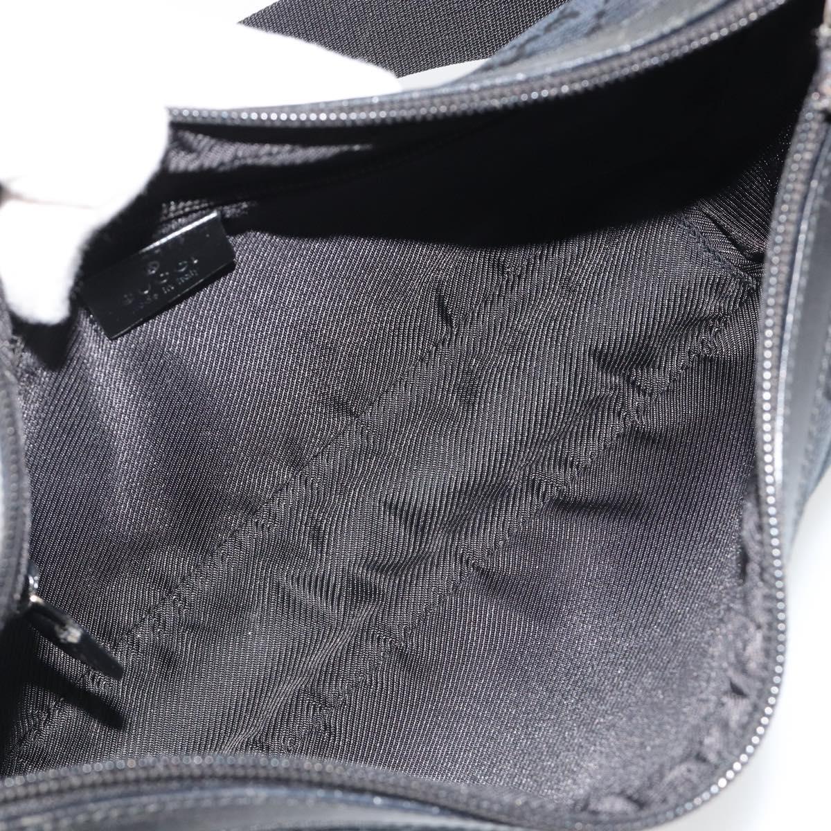 GUCCI GG Canvas Shoulder Bag Black Silver 019 0433 3444 Auth ka4995