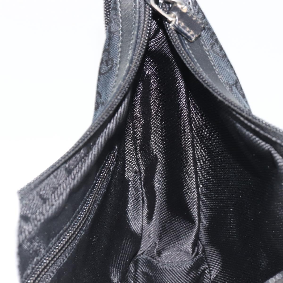 GUCCI GG Canvas Shoulder Bag Black Silver 019 0433 3444 Auth ka4995