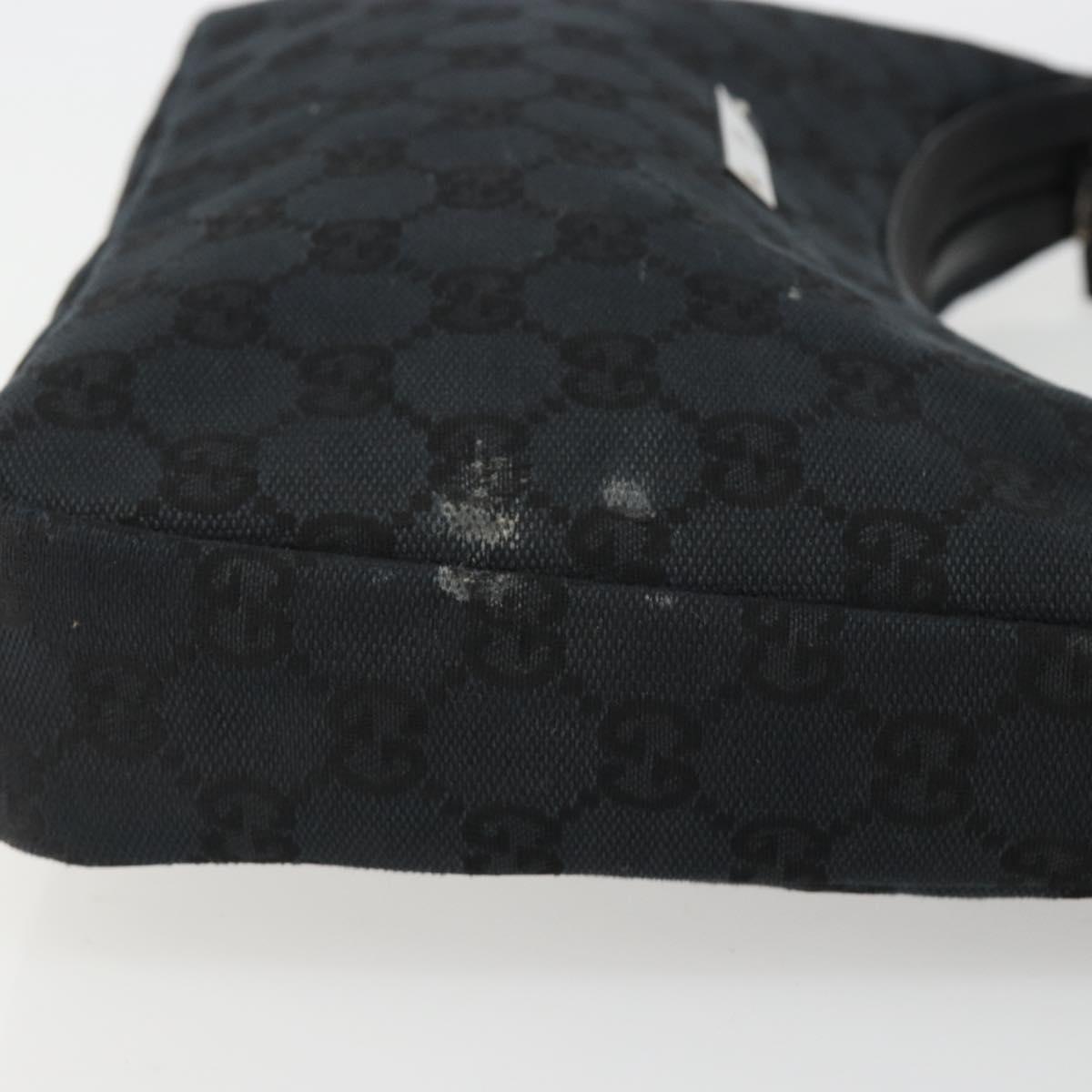 GUCCI GG Canvas Shoulder Bag Black Silver 019 0433 3444 Auth ka4995