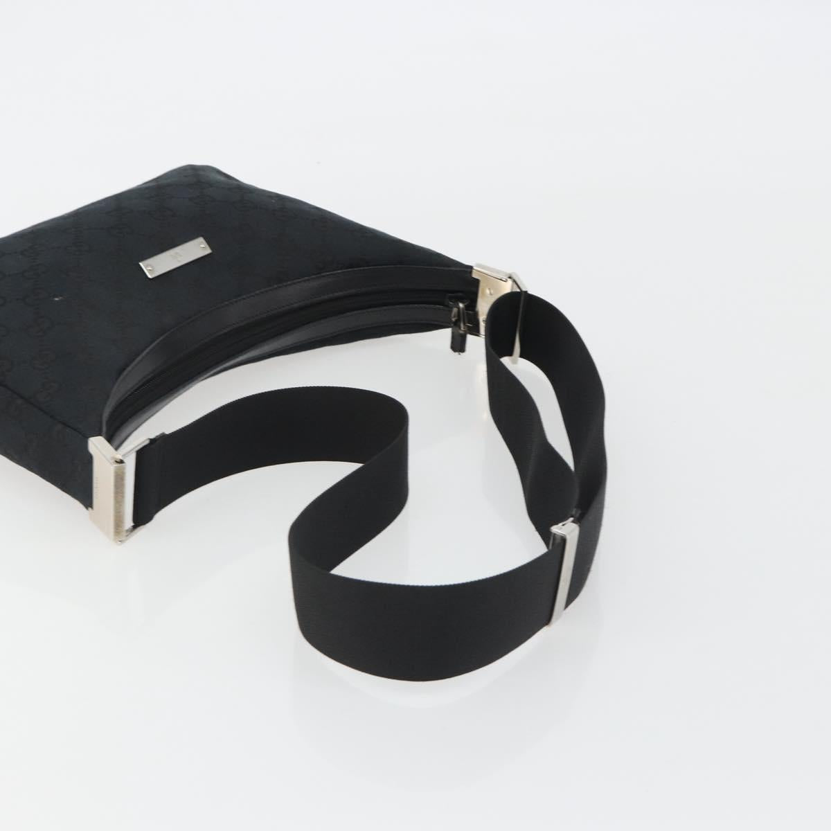 GUCCI GG Canvas Shoulder Bag Black Silver 019 0433 3444 Auth ka4995