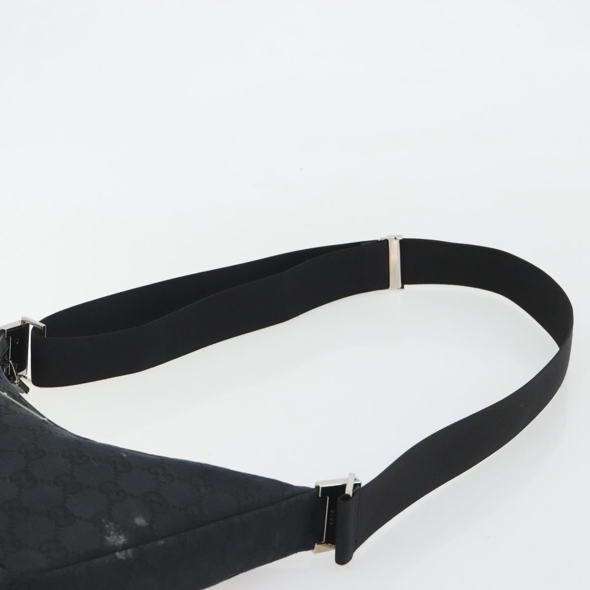 GUCCI GG Canvas Shoulder Bag Black Silver 019 0433 3444 Auth ka4995
