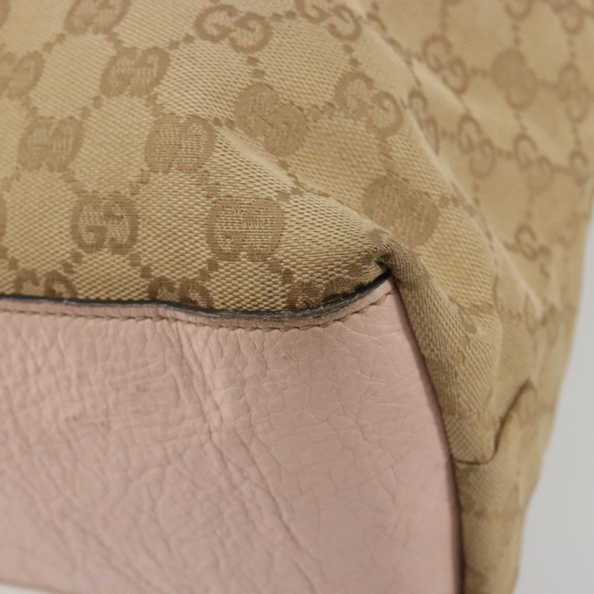 GUCCI GG Canvas Sherry Line Tote Bag Beige 131233 Auth ka4996A