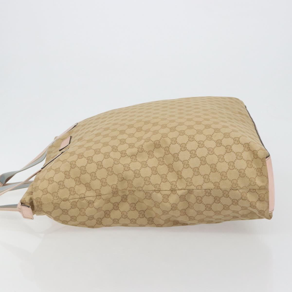 GUCCI GG Canvas Sherry Line Tote Bag Beige 131233 Auth ka4996A