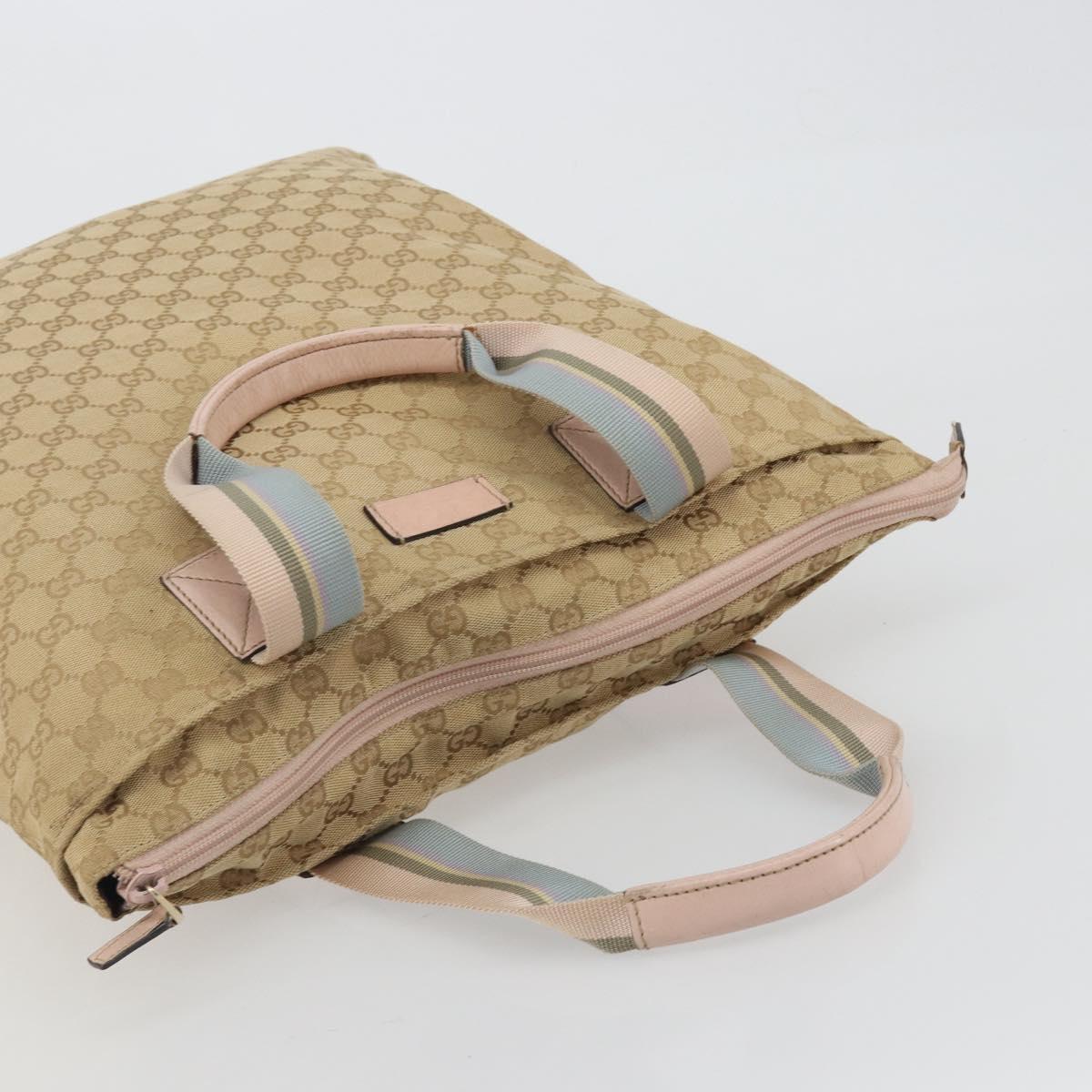 GUCCI GG Canvas Sherry Line Tote Bag Beige 131233 Auth ka4996A