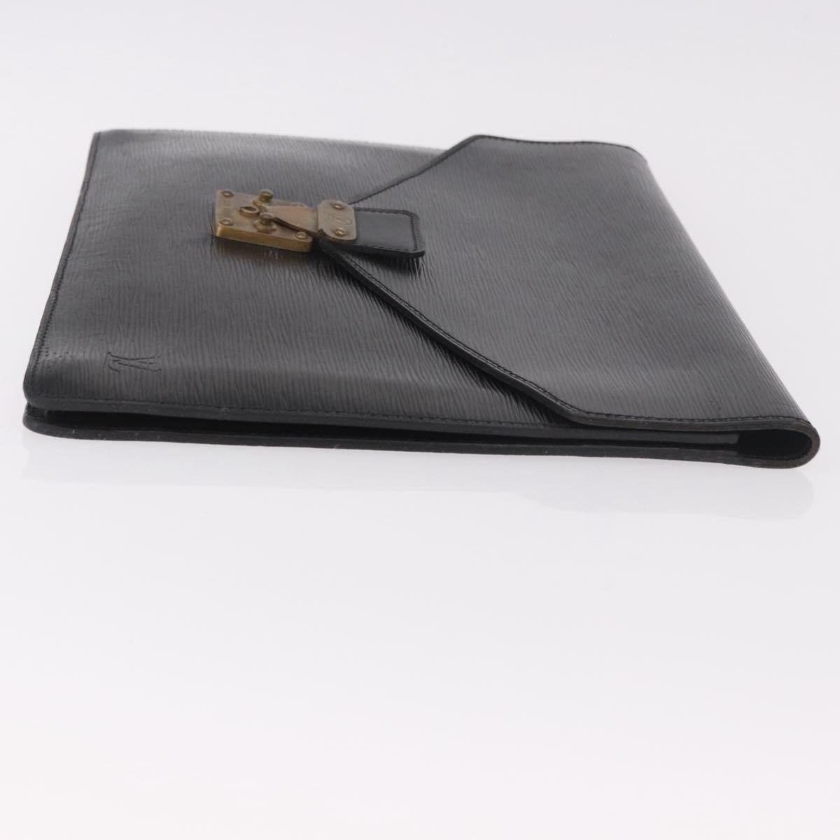 LOUIS VUITTON Epi Porte Documents Senatur Briefcase Black M54452 LV Auth ka4997