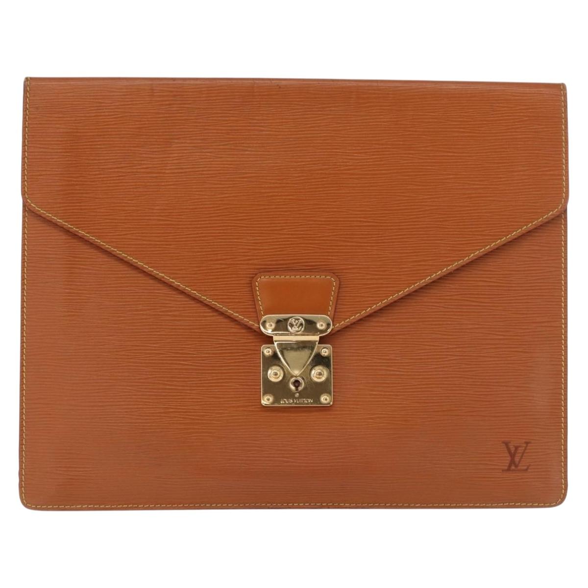 LOUIS VUITTON Epi Porte Documents Senatur Zipangu Gold M54456 LV Auth ka4998