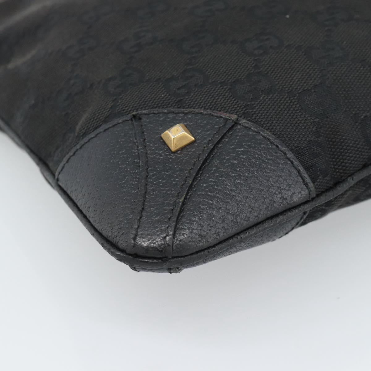 GUCCI GG Canvas Shoulder Bag Black Gold 120893 Auth ka4999