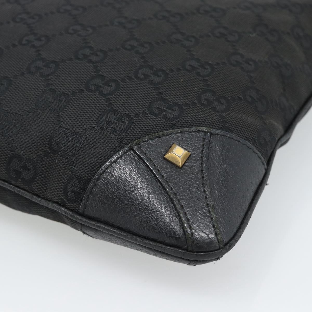 GUCCI GG Canvas Shoulder Bag Black Gold 120893 Auth ka4999