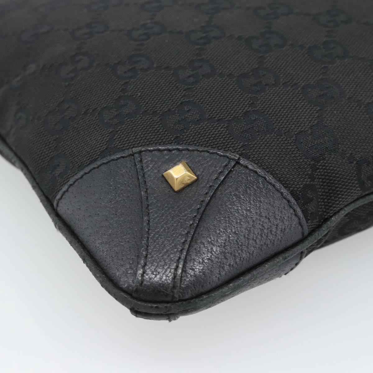 GUCCI GG Canvas Shoulder Bag Black Gold 120893 Auth ka4999
