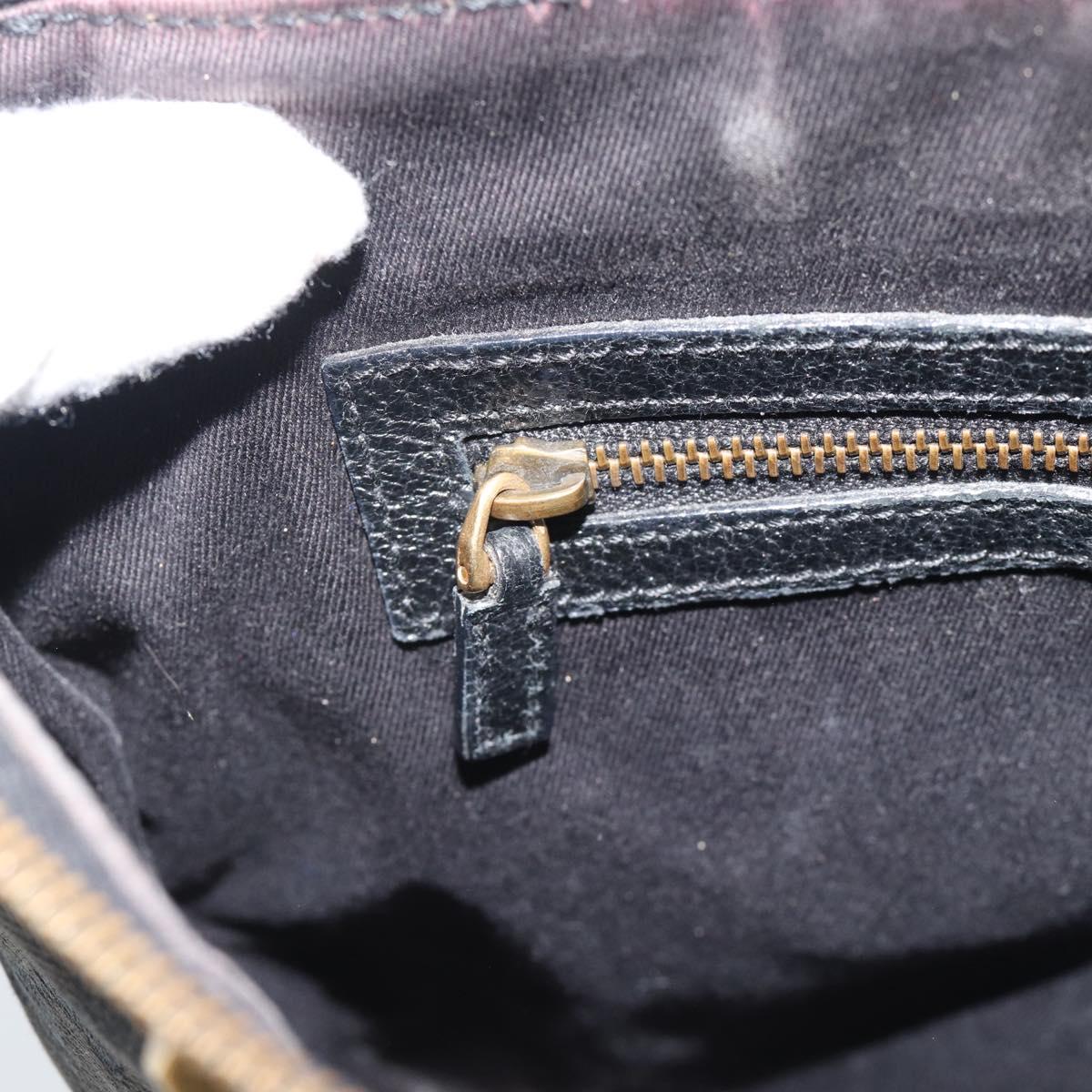 GUCCI GG Canvas Shoulder Bag Black Gold 120893 Auth ka4999