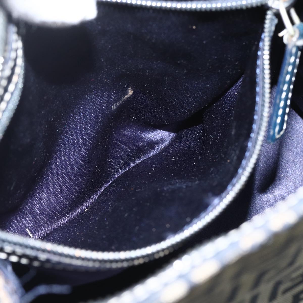 FENDI Zucchino Canvas Hand Bag Navy Silver Auth ka500