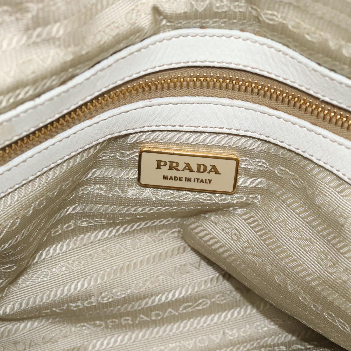 PRADA Shoulder Bag Leather White Gold Auth ka5003A