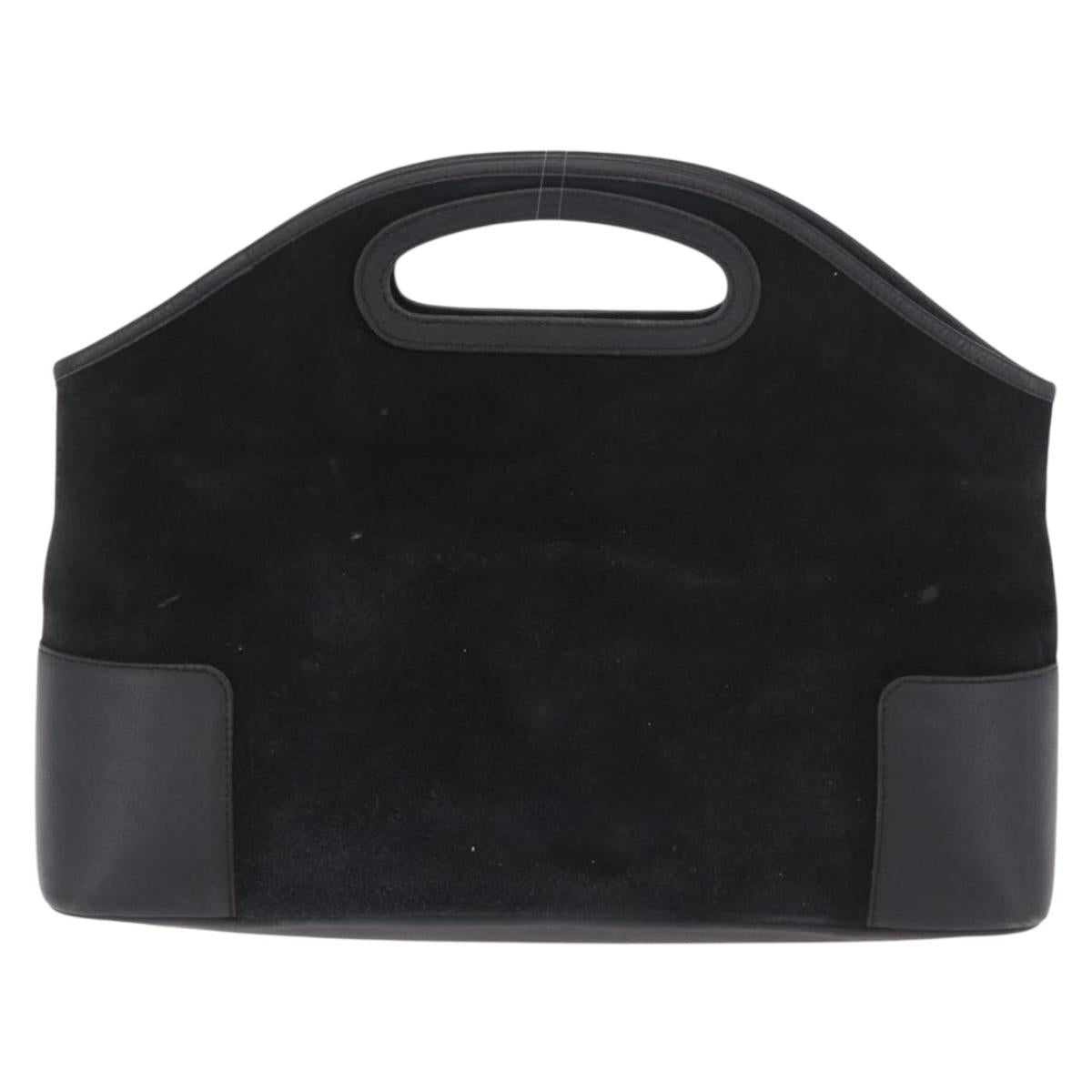 LOEWE Anagram Hand Bag Suede Black Silver Auth ka5004