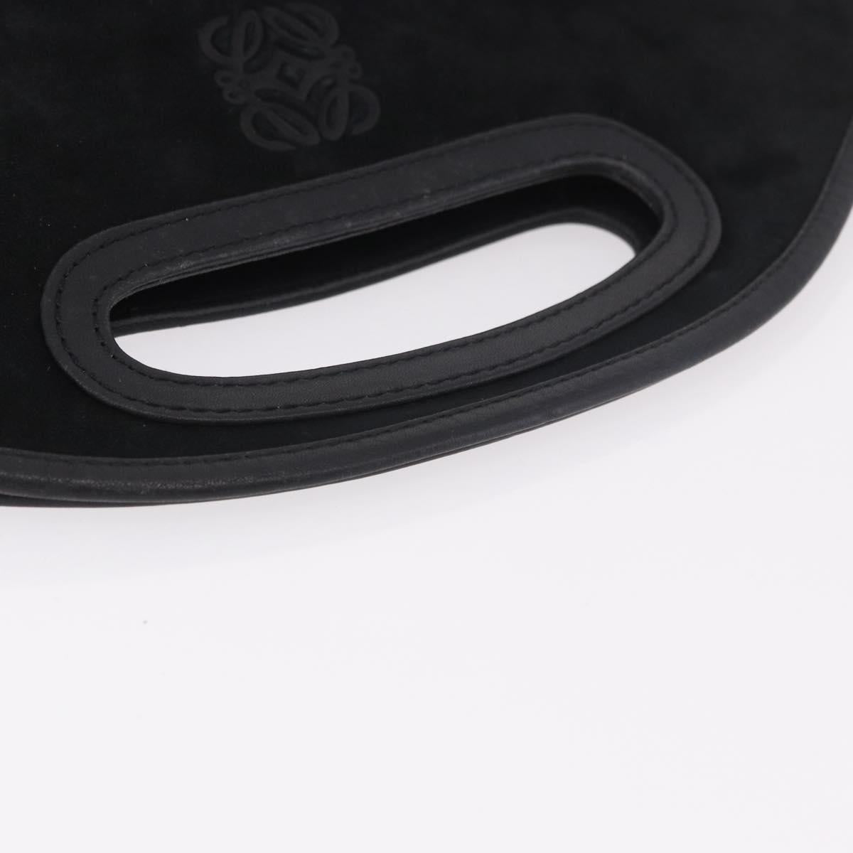 LOEWE Anagram Hand Bag Suede Black Silver Auth ka5004