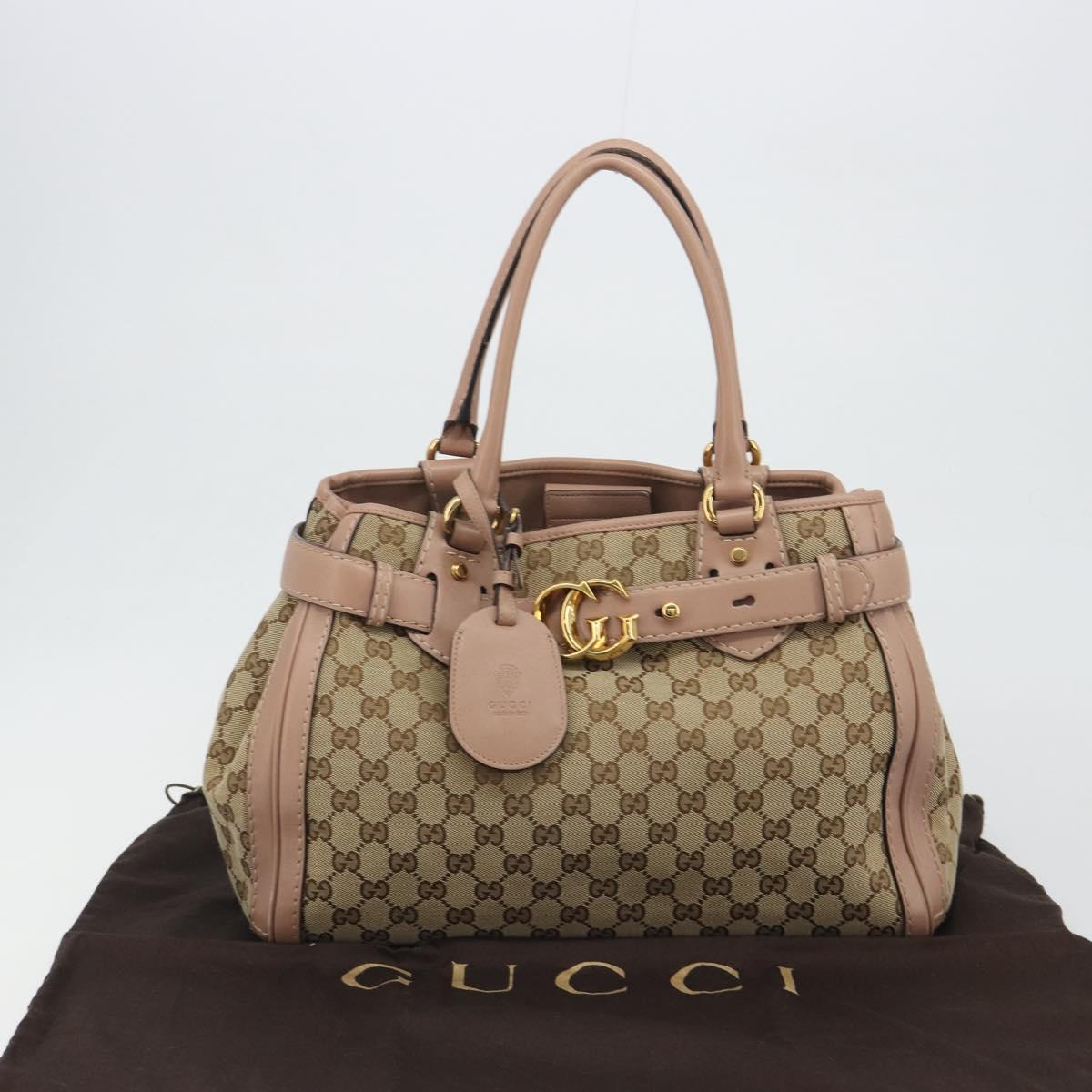 GUCCI GG Canvas Hand Bag Beige Gold 247183 Auth ka5009A