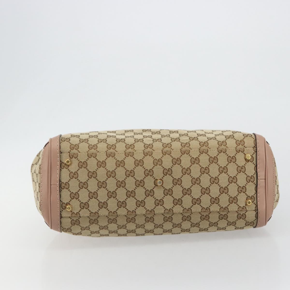GUCCI GG Canvas Hand Bag Beige Gold 247183 Auth ka5009A