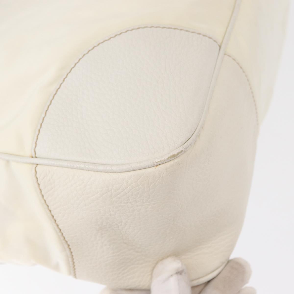 PRADA Shoulder Bag Nylon Leather White Silver Auth ka501