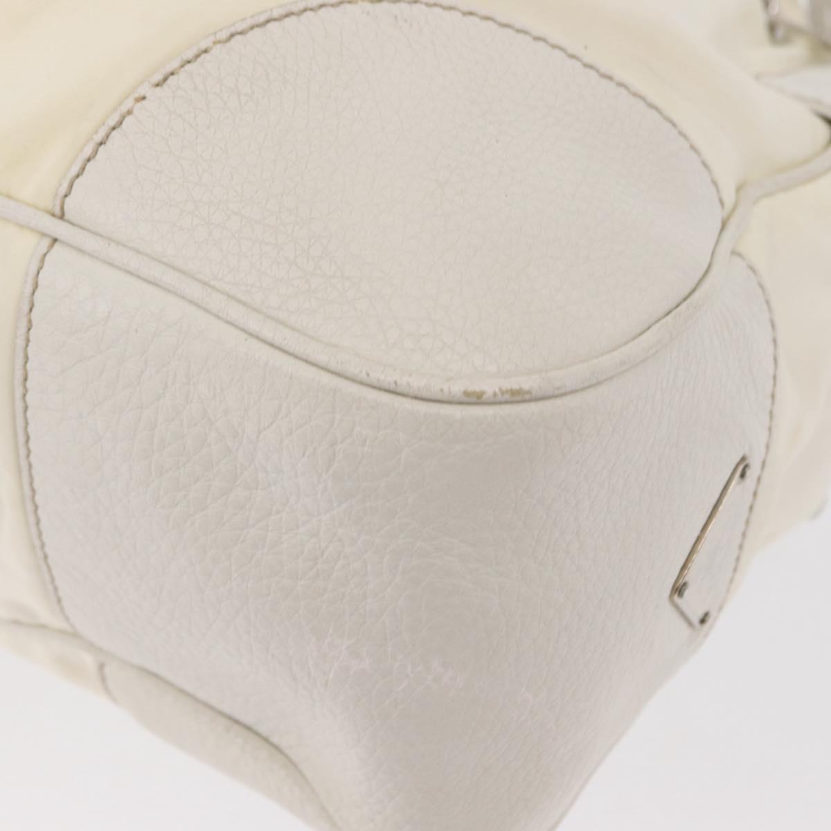 PRADA Shoulder Bag Nylon Leather White Silver Auth ka501