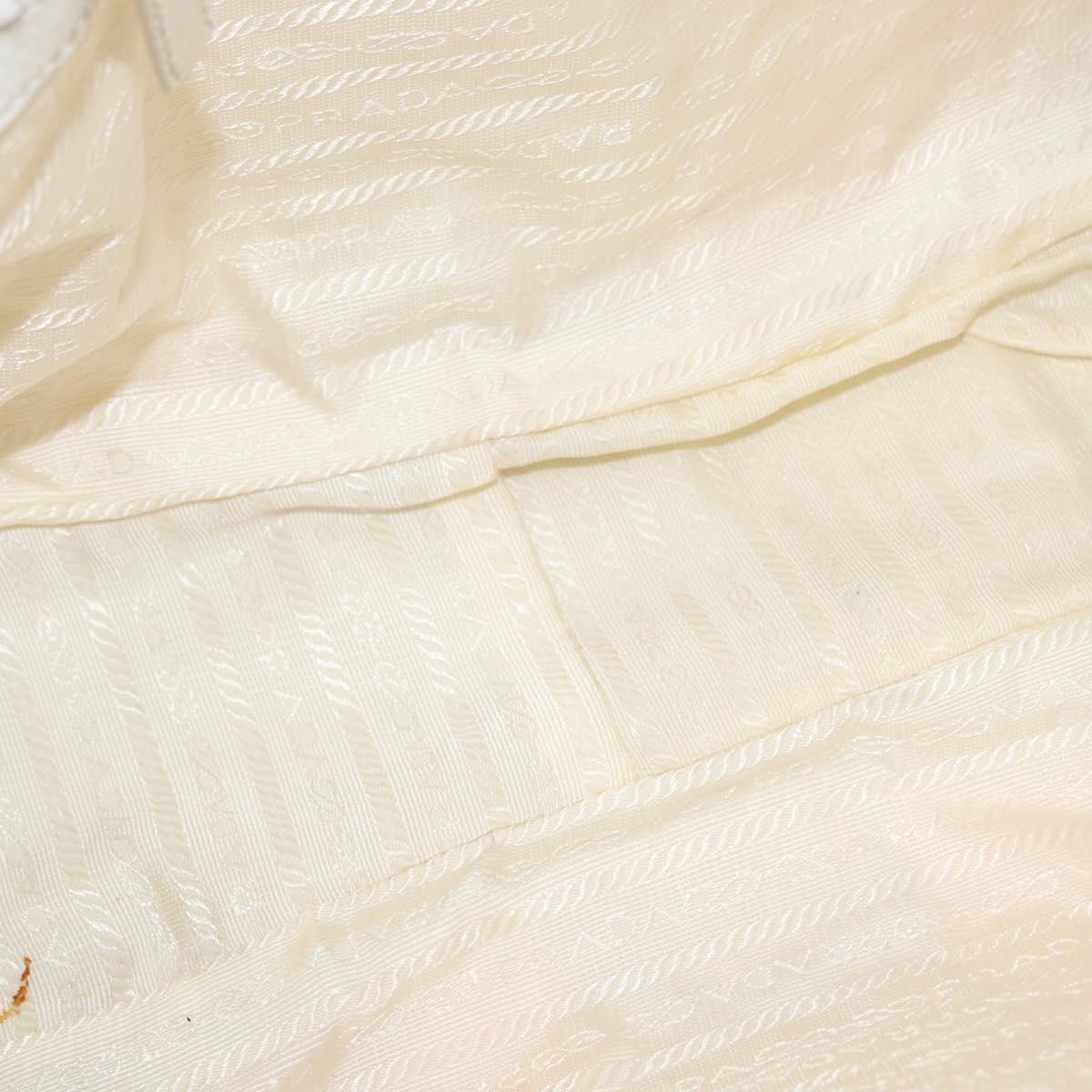 PRADA Shoulder Bag Nylon Leather White Silver Auth ka501