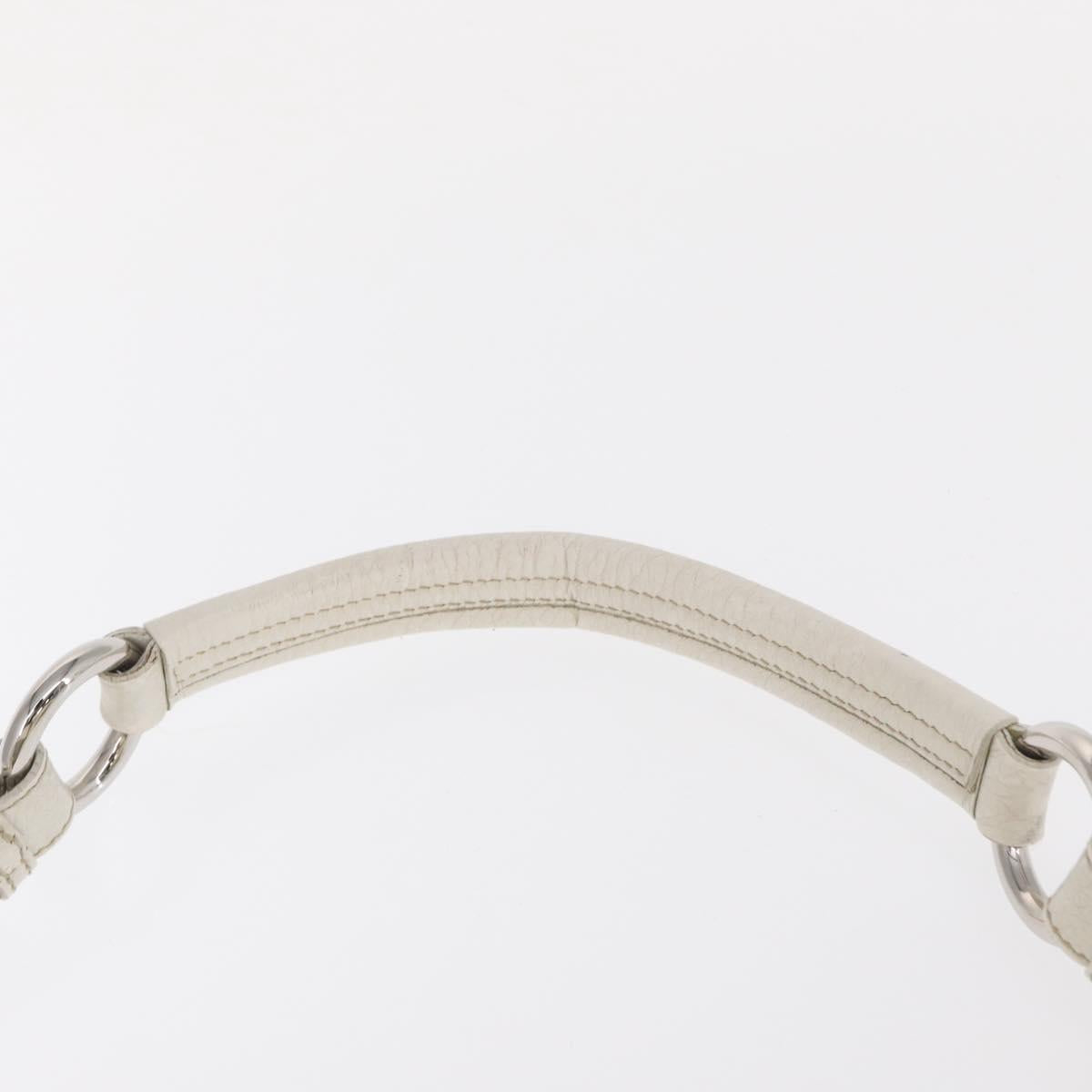 PRADA Shoulder Bag Nylon Leather White Silver Auth ka501