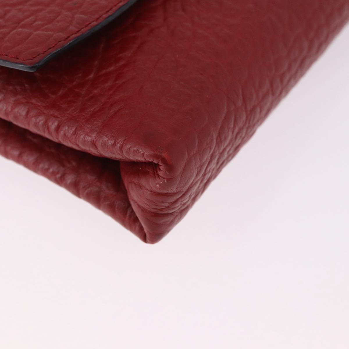 BURBERRY Shoulder Bag Leather Red Gold Auth ka5014A