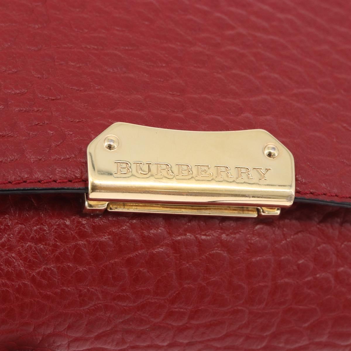 BURBERRY Shoulder Bag Leather Red Gold Auth ka5014A