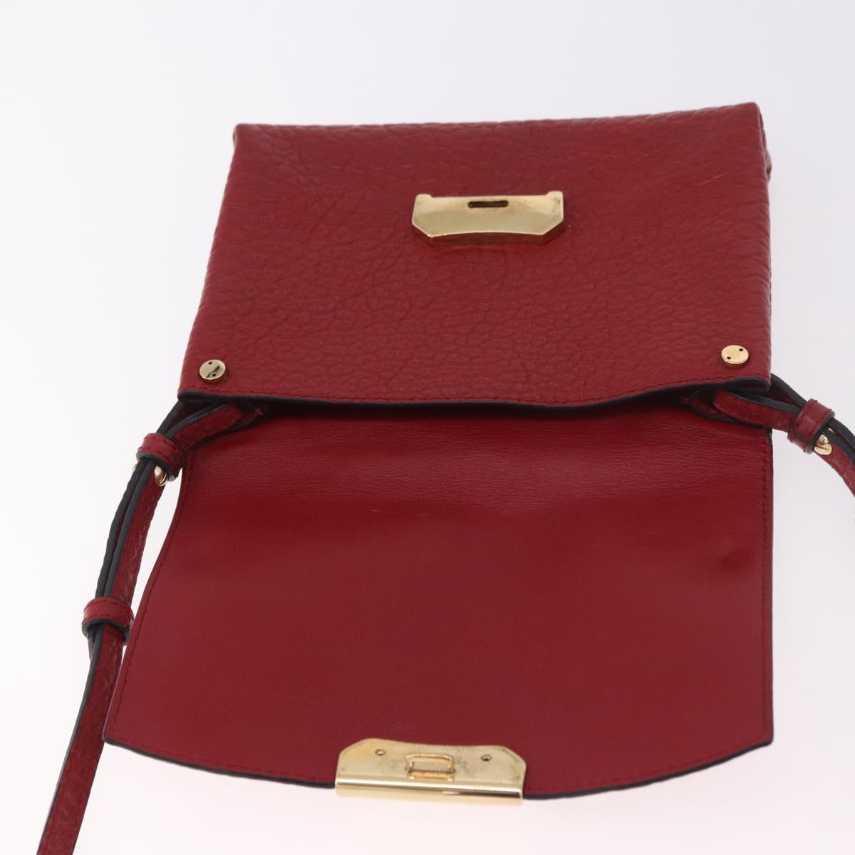 BURBERRY Shoulder Bag Leather Red Gold Auth ka5014A