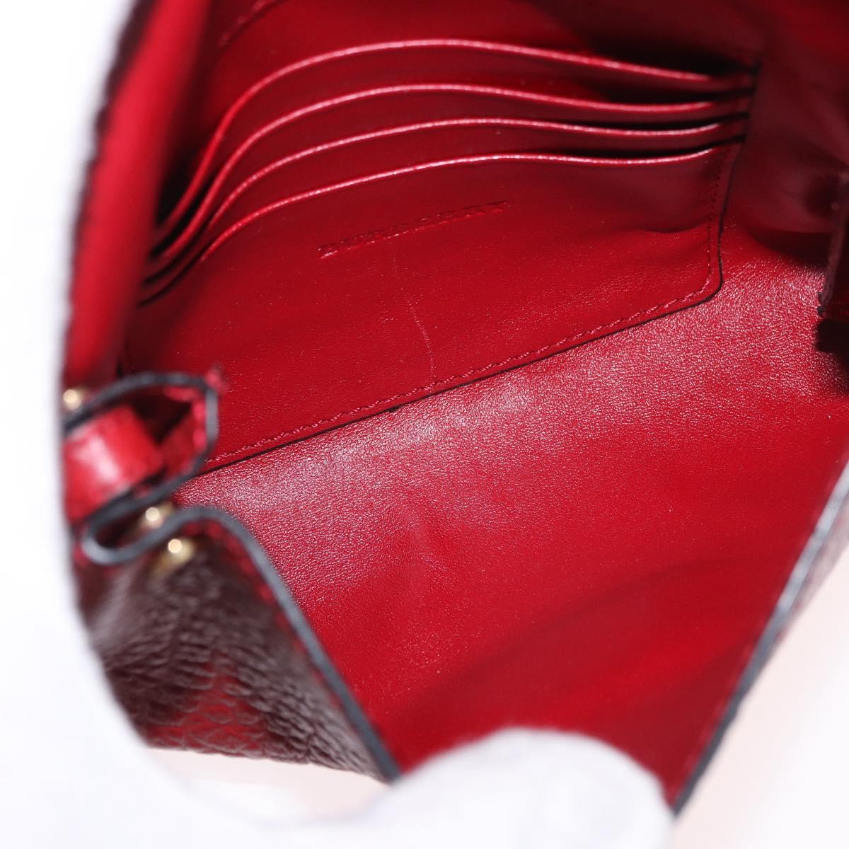 BURBERRY Shoulder Bag Leather Red Gold Auth ka5014A