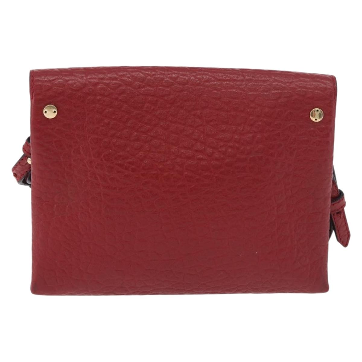 BURBERRY Shoulder Bag Leather Red Gold Auth ka5014A
