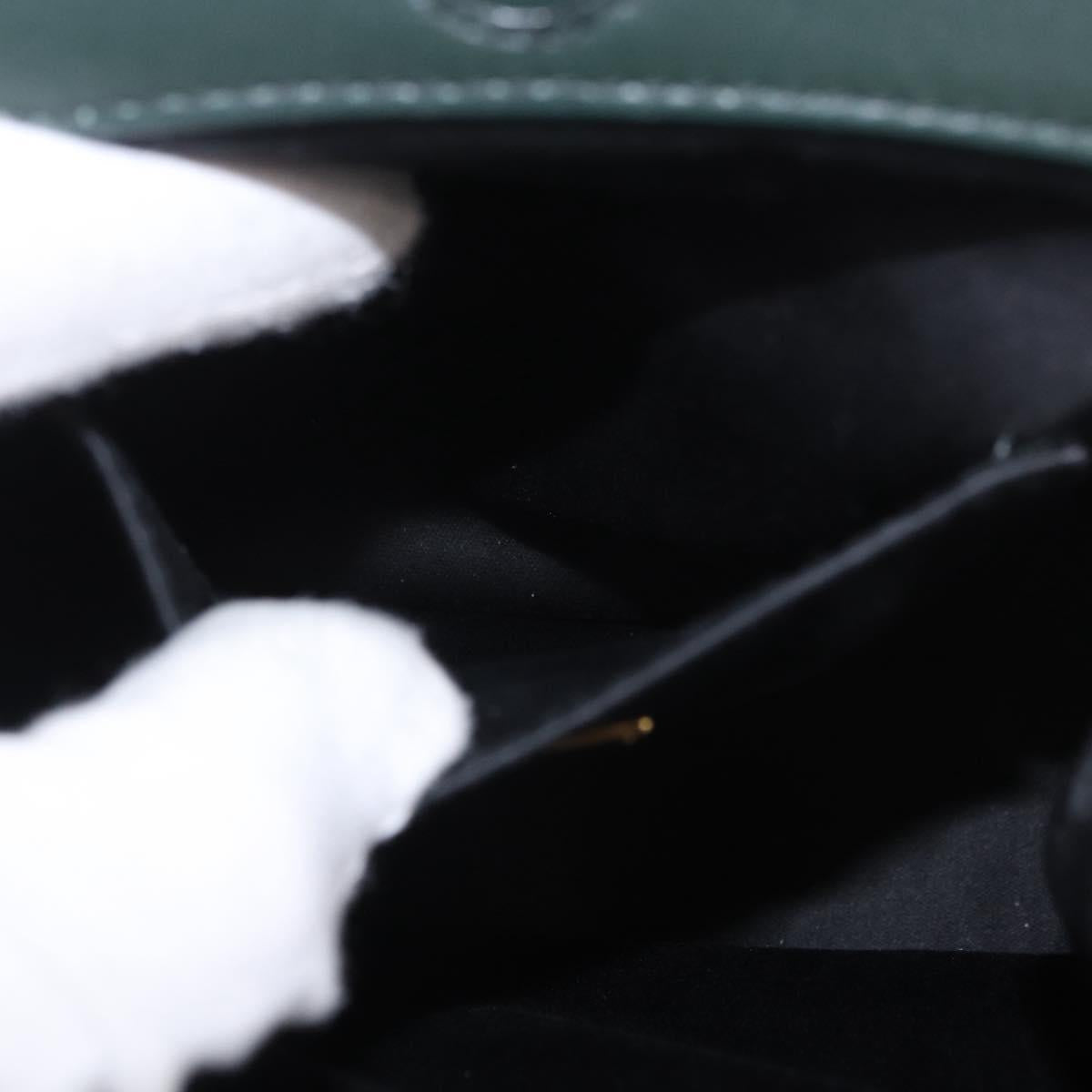 Miu Miu Chain Shoulder Bag Leather Green Gold Auth ka5015M
