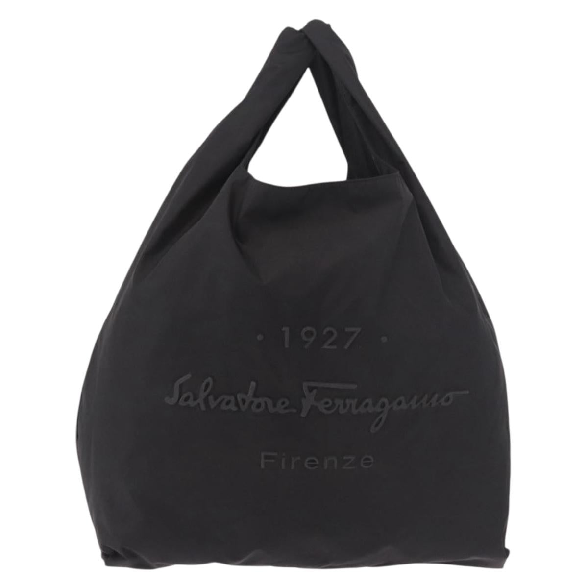 Salvatore Ferragamo Hand Bag Nylon Black Auth ka5019A