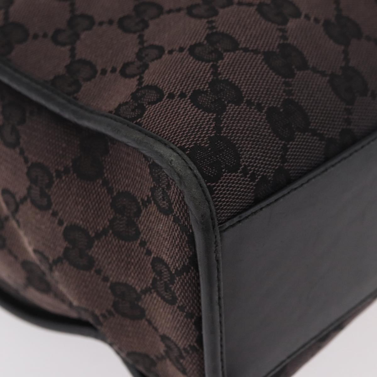 GUCCI GG Canvas Jackie Tote Bag Dark Brown Silver 002 1064 Auth ka5021A