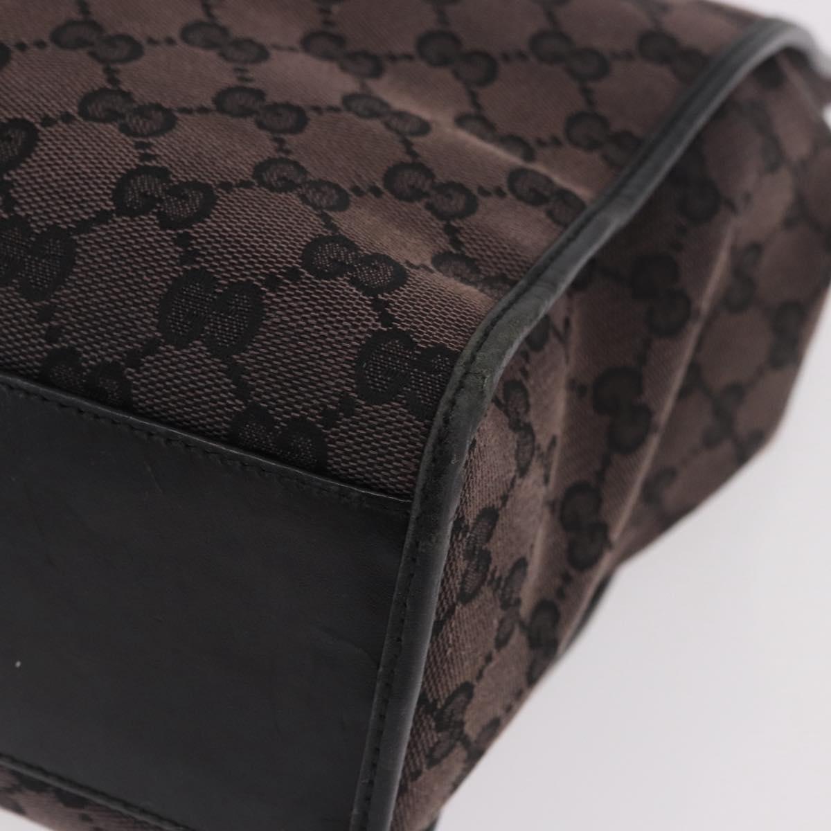 GUCCI GG Canvas Jackie Tote Bag Dark Brown Silver 002 1064 Auth ka5021A