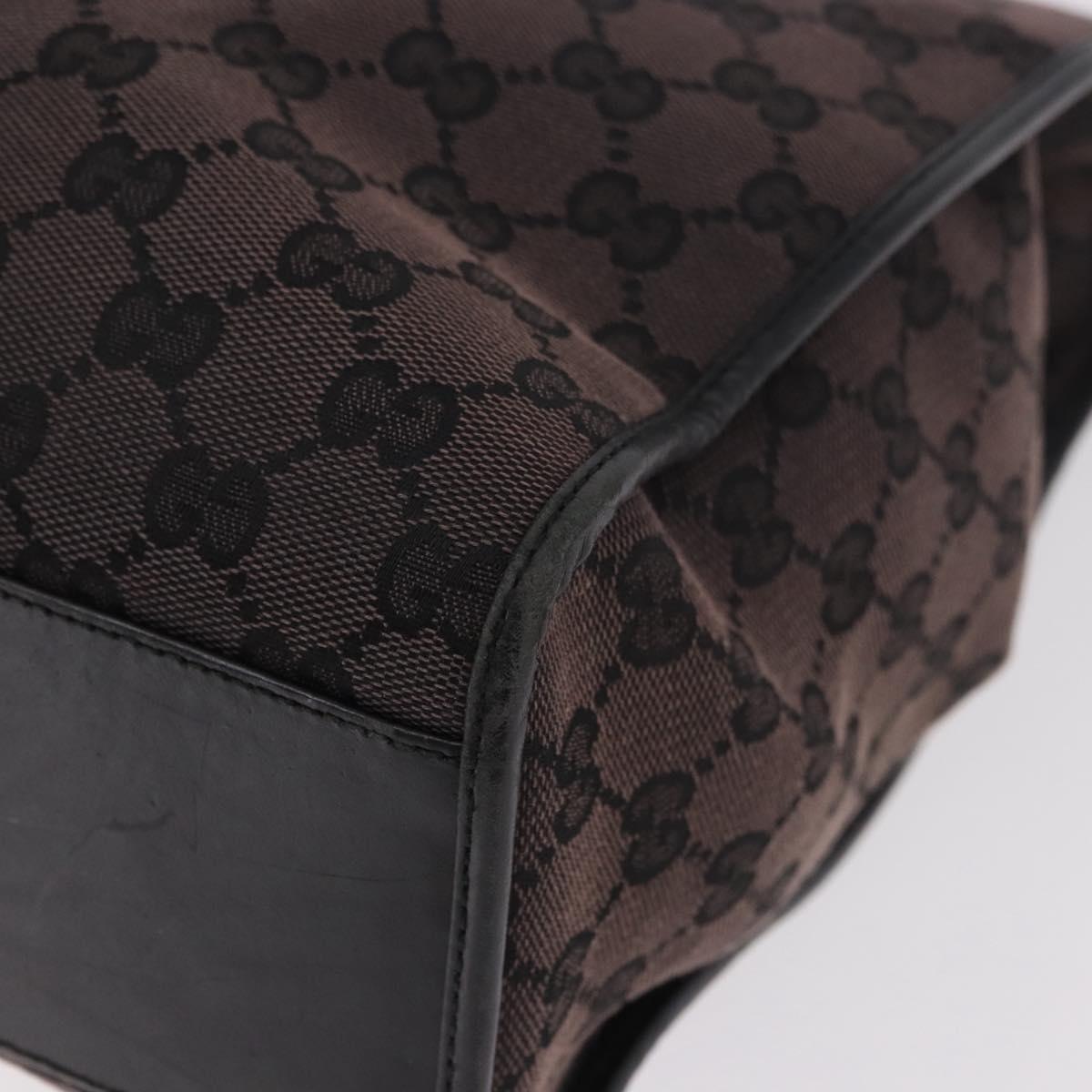 GUCCI GG Canvas Jackie Tote Bag Dark Brown Silver 002 1064 Auth ka5021A