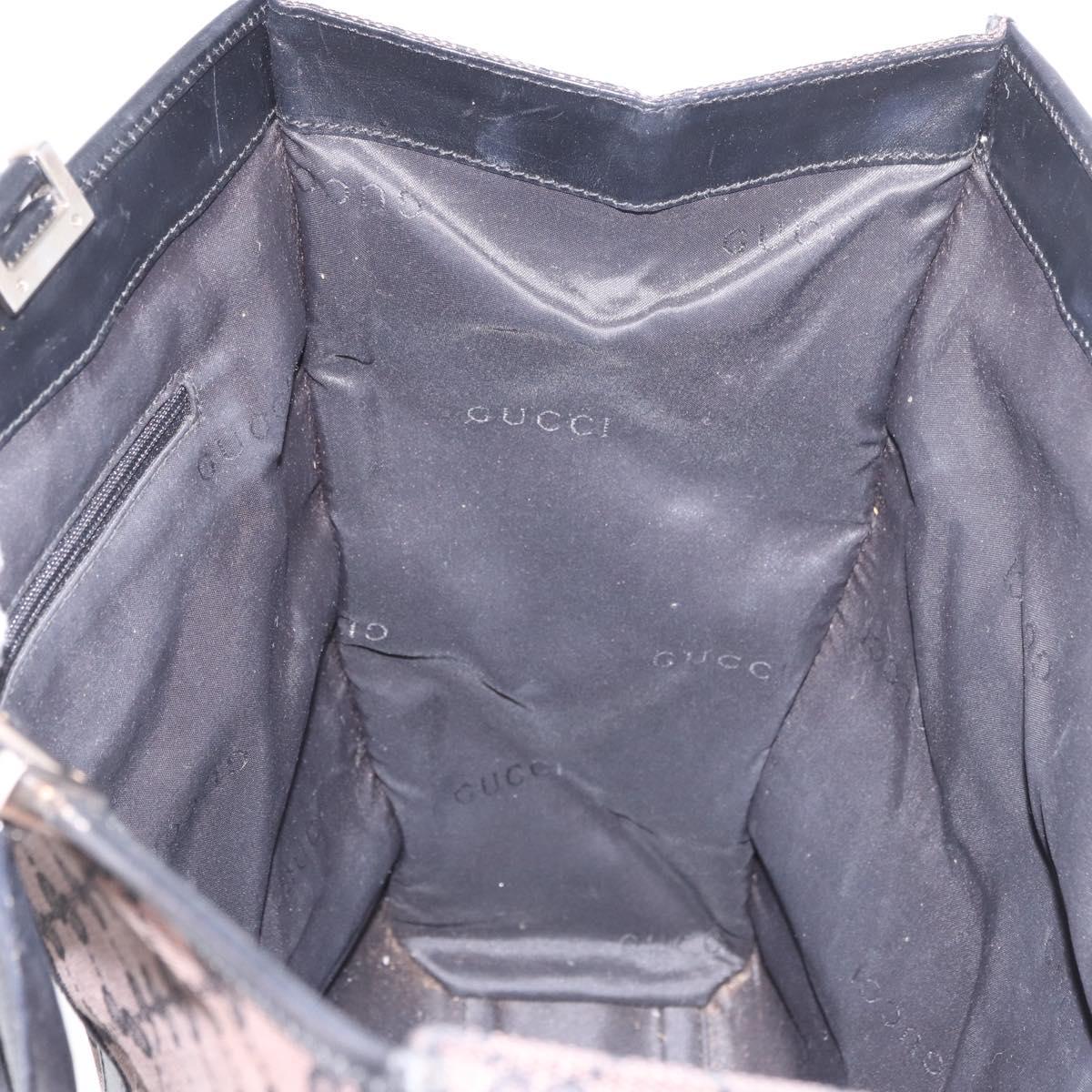 GUCCI GG Canvas Jackie Tote Bag Dark Brown Silver 002 1064 Auth ka5021A