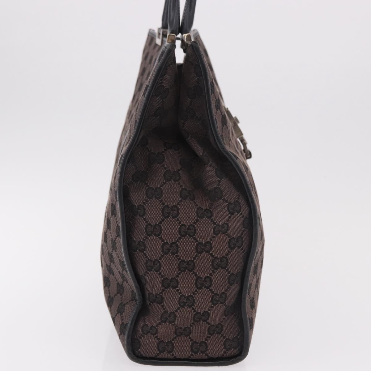GUCCI GG Canvas Jackie Tote Bag Dark Brown Silver 002 1064 Auth ka5021A