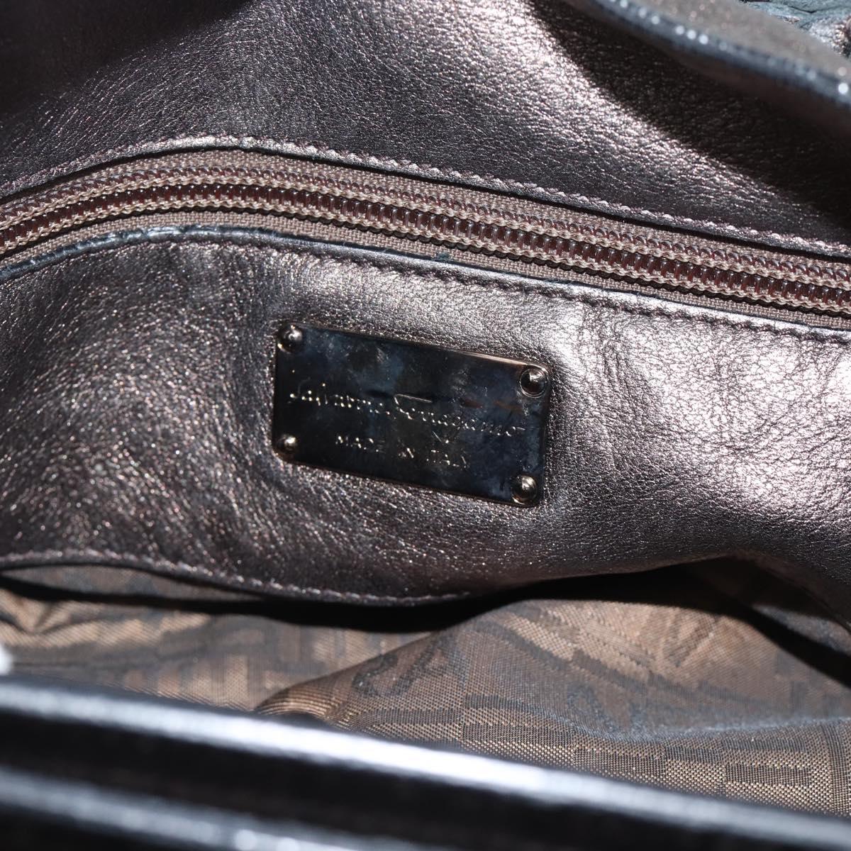 Salvatore Ferragamo Hand Bag Leather Silver Auth ka5023