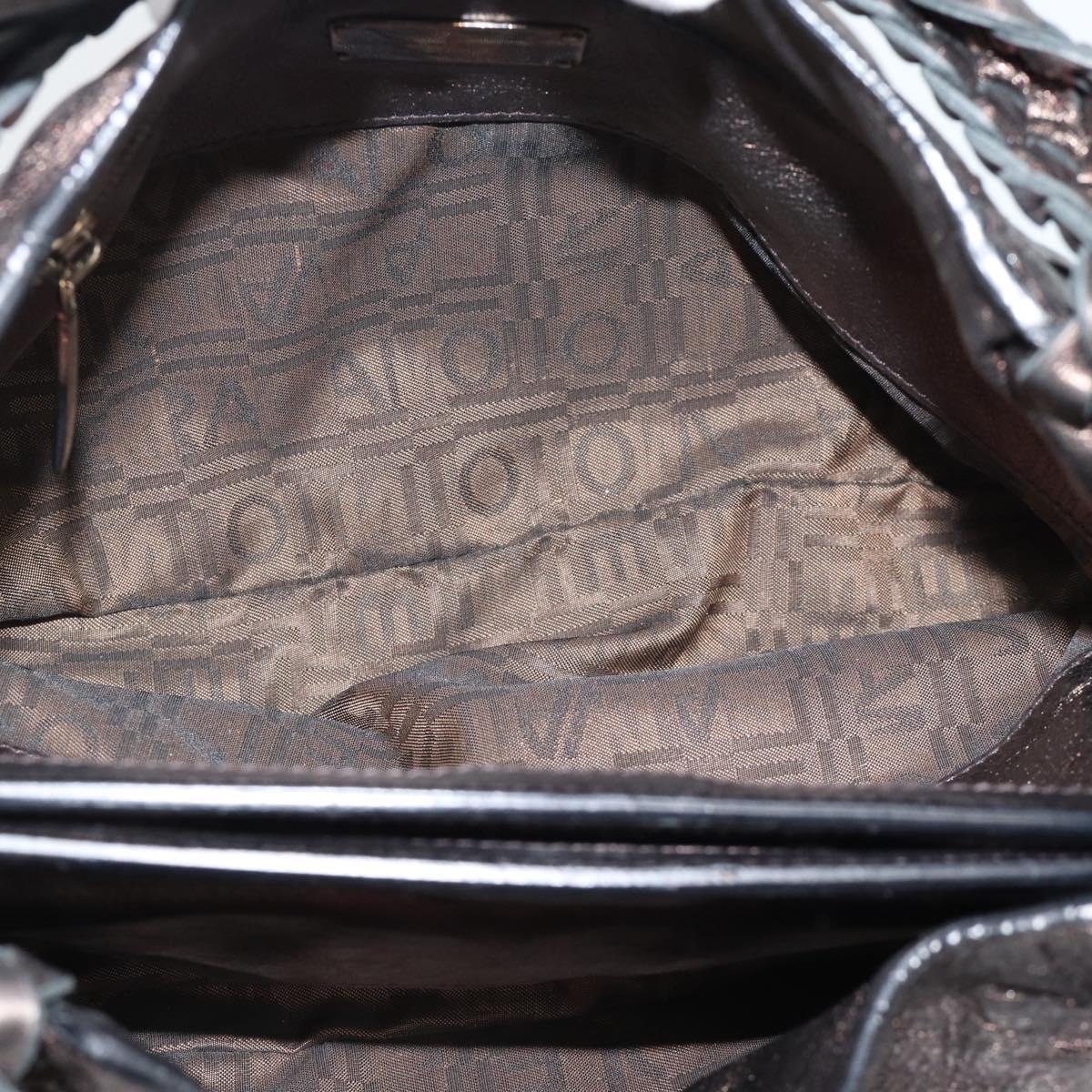 Salvatore Ferragamo Hand Bag Leather Silver Auth ka5023