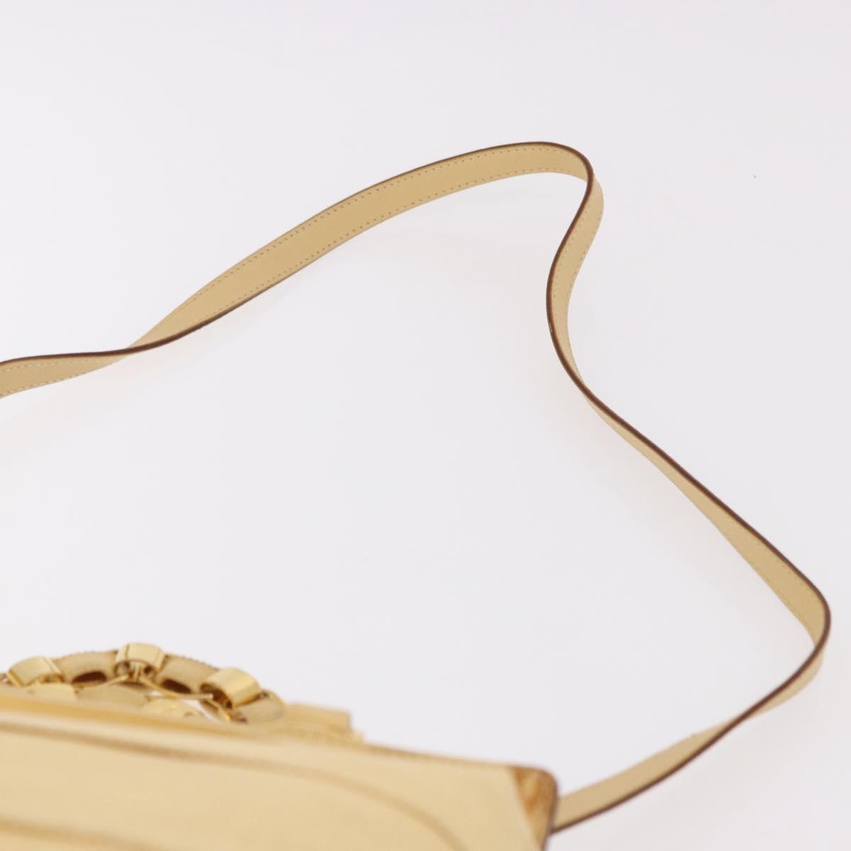 Salvatore Ferragamo Chain Hand Bag Canvas 2way Yellow Gold Auth ka5026