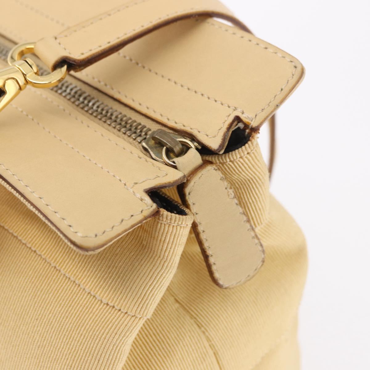 Salvatore Ferragamo Chain Hand Bag Canvas 2way Yellow Gold Auth ka5026