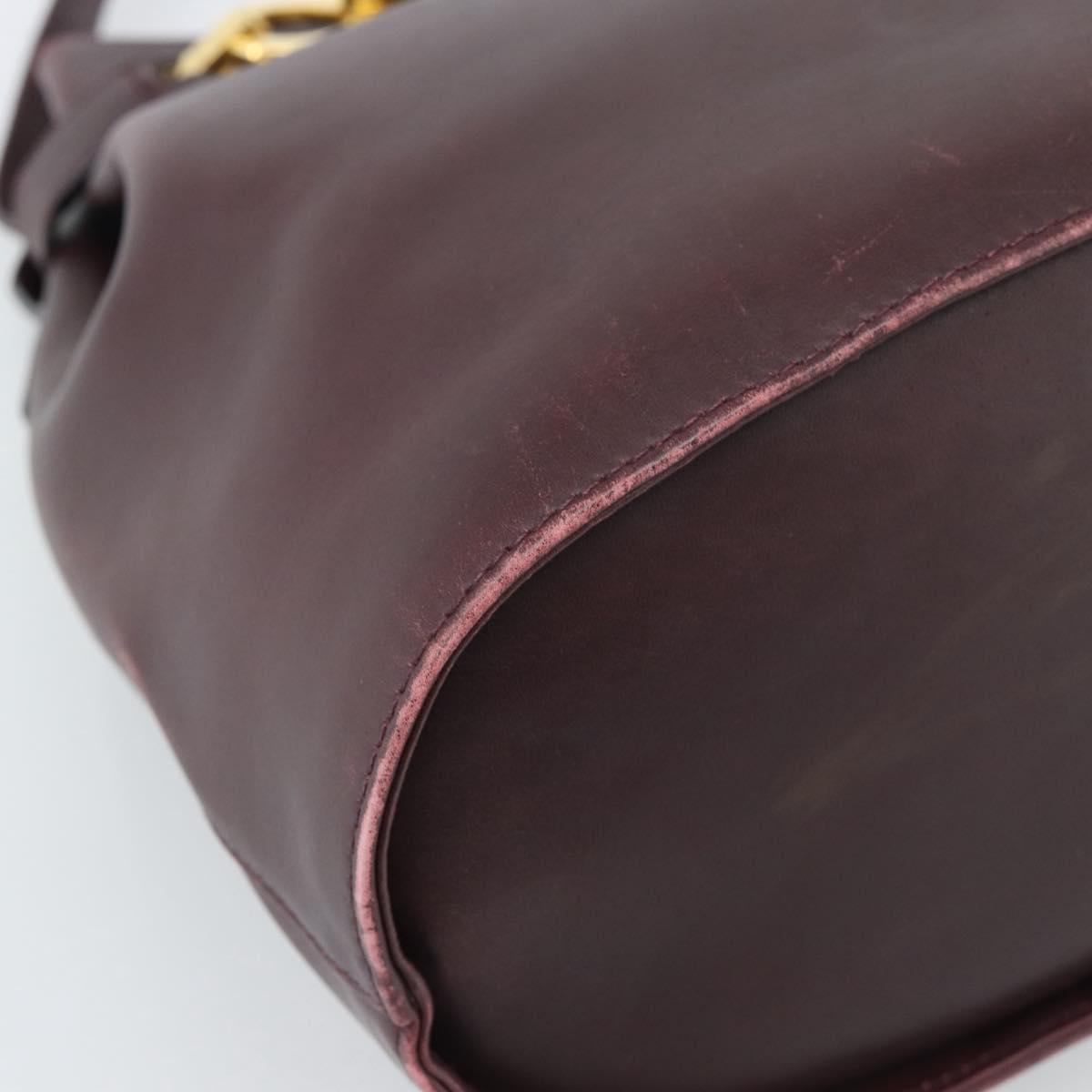 Salvatore Ferragamo Gancini Shoulder Bag Leather Bordeaux Gold Auth ka5032