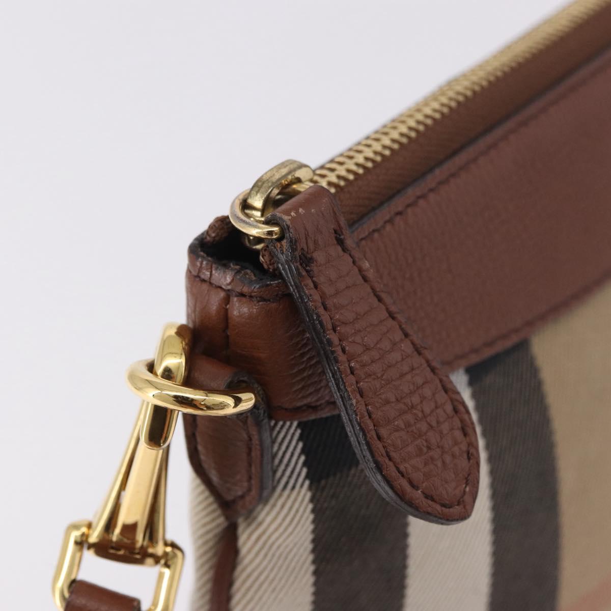 BURBERRY Nova Check Shoulder Bag Canvas Beige Gold Auth ka5033A